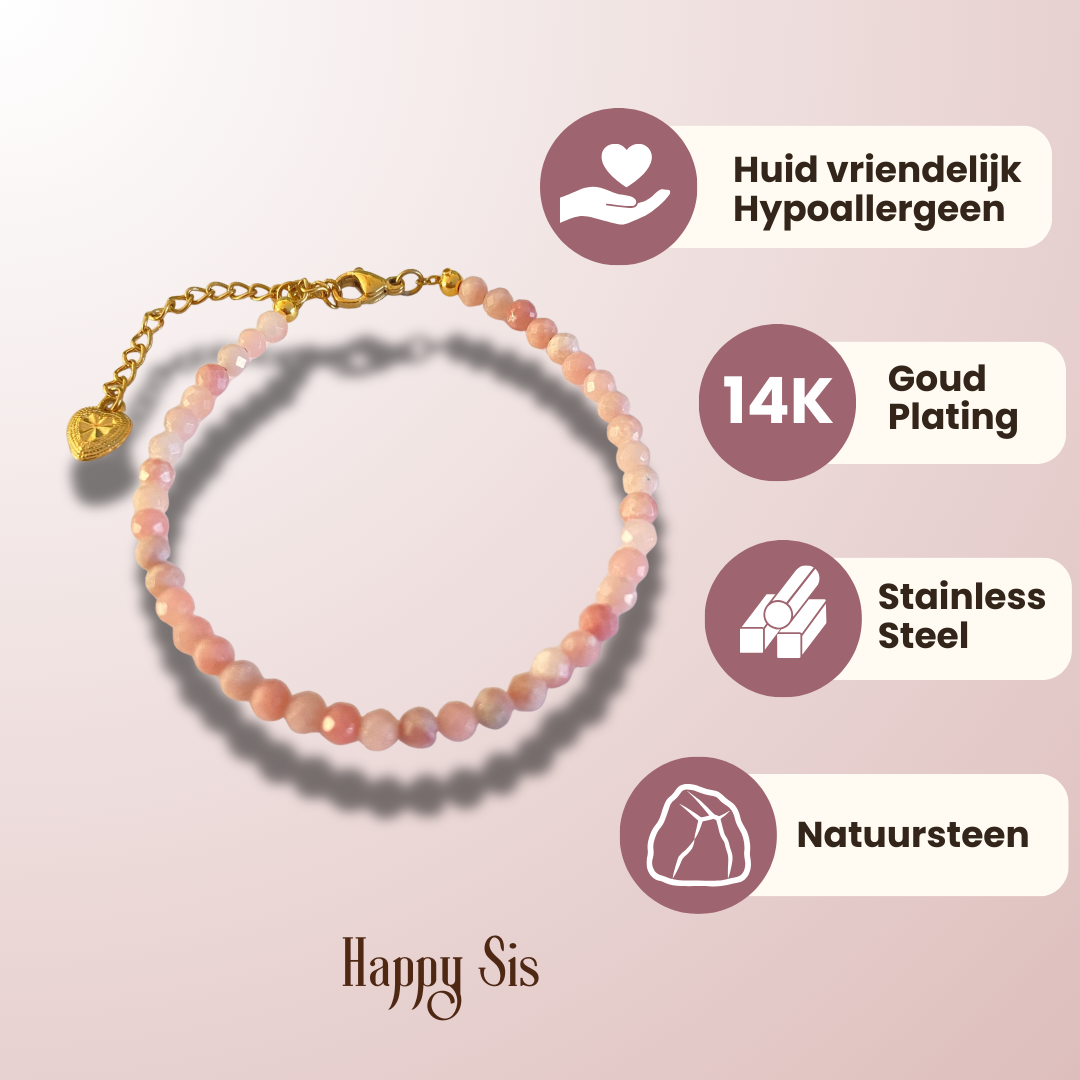 Roze Opaal Facet – Heart Healing Armband | Zachtmoedigheid en Liefde