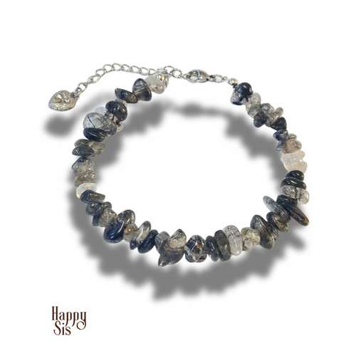 Zwarte Rutielkwarts Split Armband | Bold natural texture