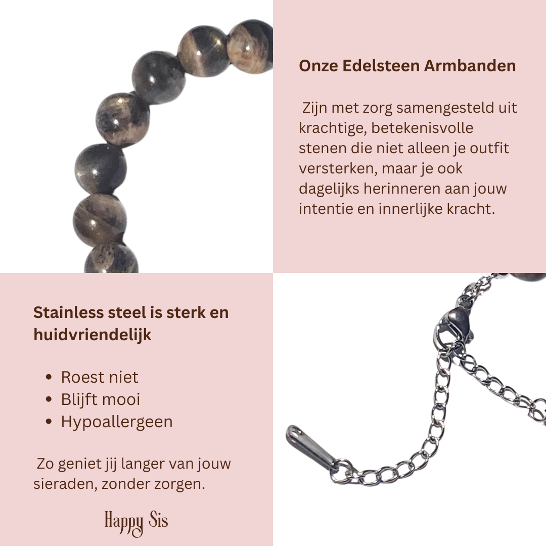 Zwarte Maansteen – Divine Feminine Armband | Intuïtie en Nieuw Begin