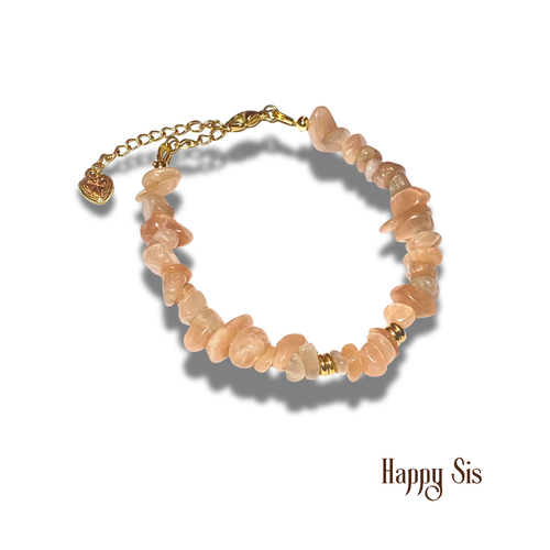 Perzik Maansteen Split – Soft Glow Armband | Vrouwelijkheid en Intuïtie