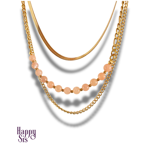 Perzik Maansteen – Layered Kettingset | Vrouwelijkheid en Intuïtie