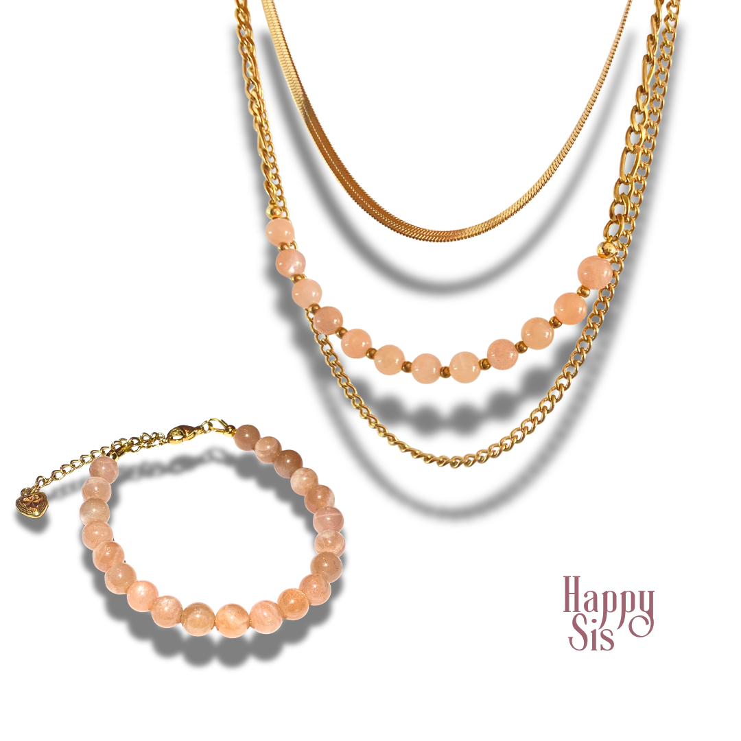 Perzik Maansteen – Complete Set | Vrouwelijkheid en Intuïtie