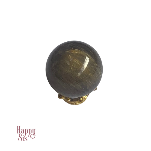 Smoky Quartz met Gouden Rutiel Bol | Natural statement piece