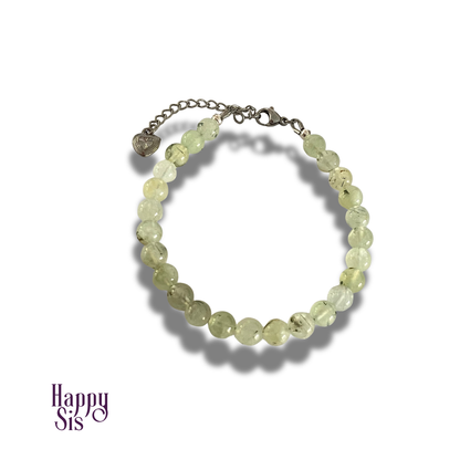 Prehniet met Zwarte Toermalijn Armband | Soft natural contrast