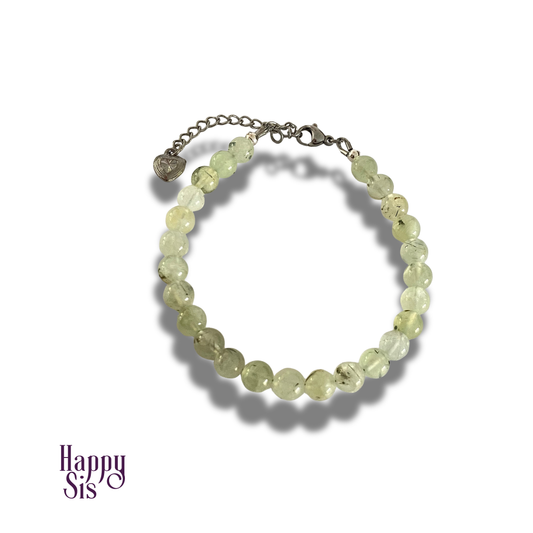 Prehniet met Zwarte Toermalijn Armband | Soft natural contrast