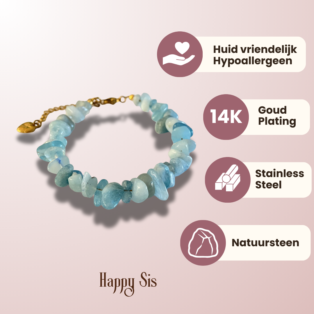 Aquamarijn Split – Calm Flow Armband | Rust en Heldere Communicatie