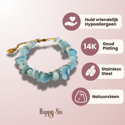 Aquamarijn Split – Calm Flow Armband | Rust en Heldere Communicatie