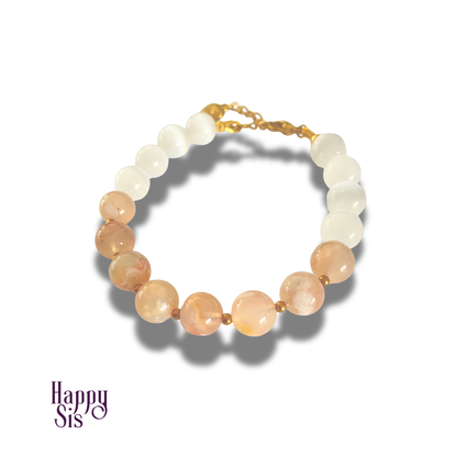 Seleniet en Sakura Agaat Armband | Soft natural elegance