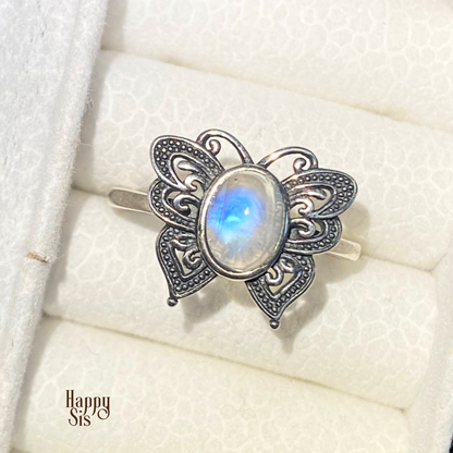 Maansteen Vlinder Ring | Intuïtie en Transformatie