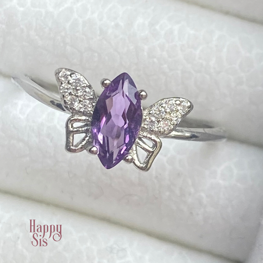 Amethist Vlinder Ring | Rust en Intuïtie