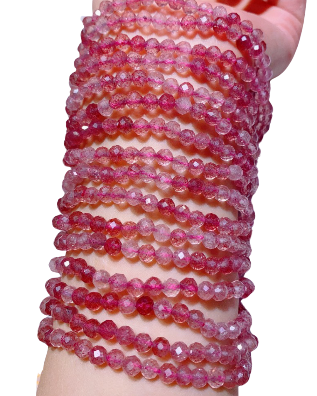 Strawberry Kwarts Facet Armband