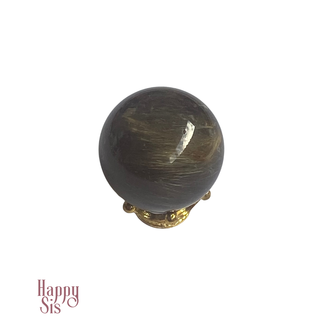 Smoky Quartz met Gouden Rutiel Bol | Natural statement piece