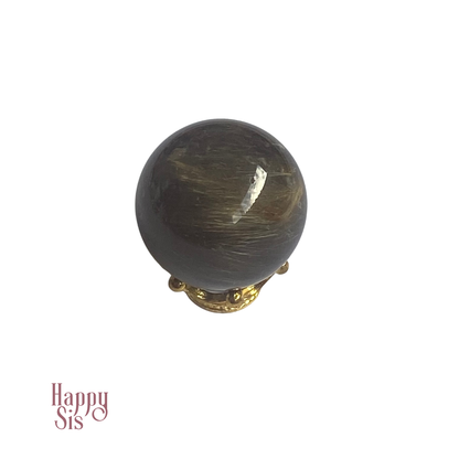 Smoky Quartz met Gouden Rutiel Bol | Natural statement piece
