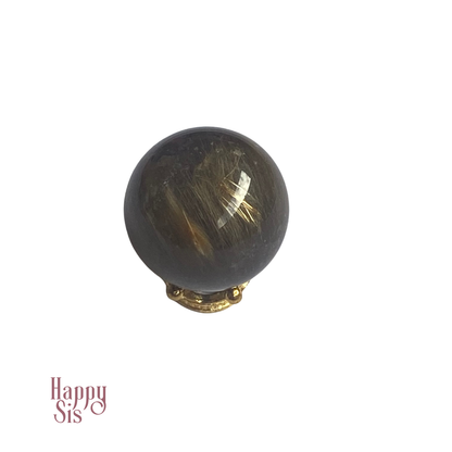 Smoky Quartz met Gouden Rutiel Bol | Natural statement piece