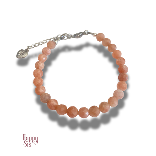 Perzik Maansteen –Soft Glow Luxe Facet Armband