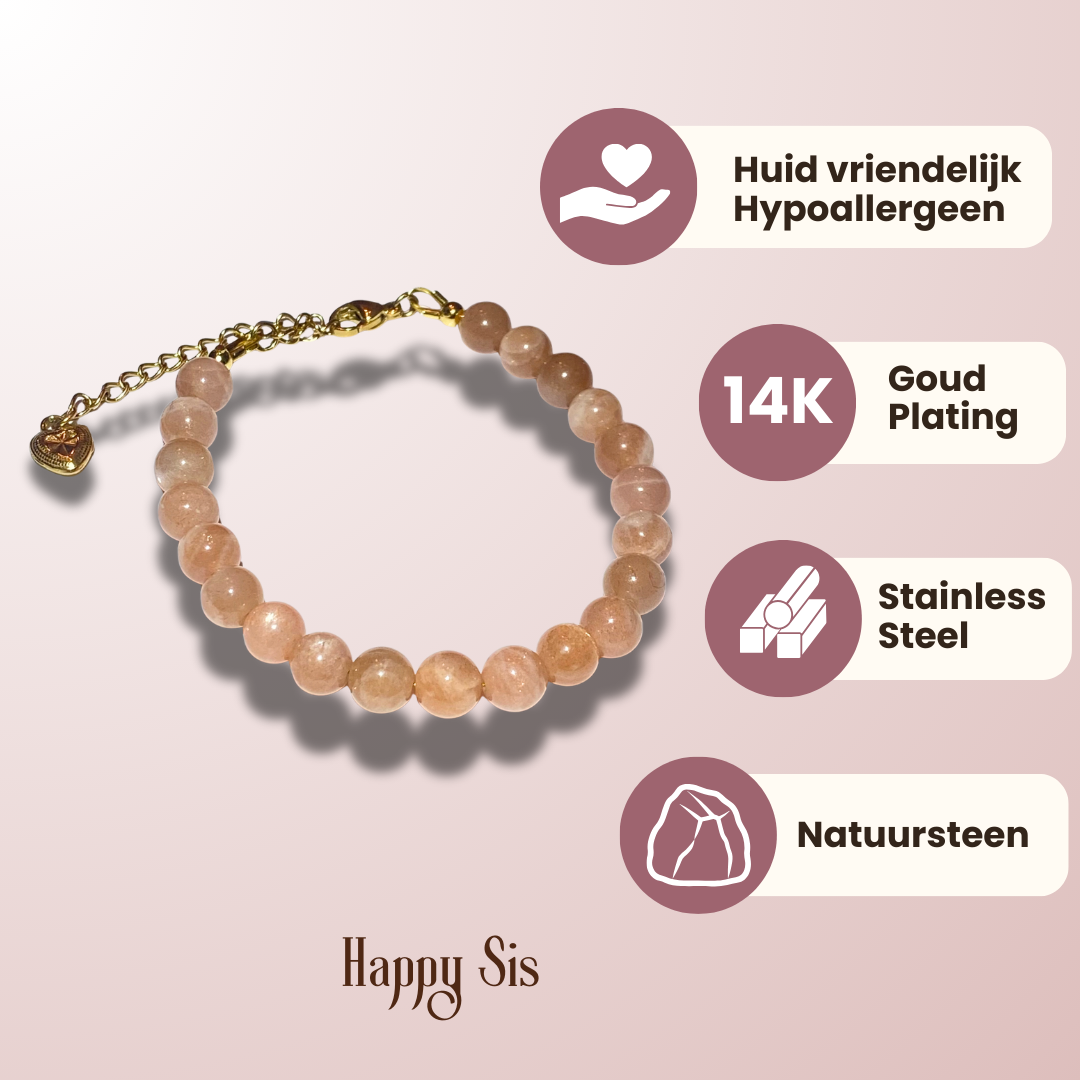 Perzik Maansteen – Soft Glow Armband | Vrouwelijkheid en Intuïtie