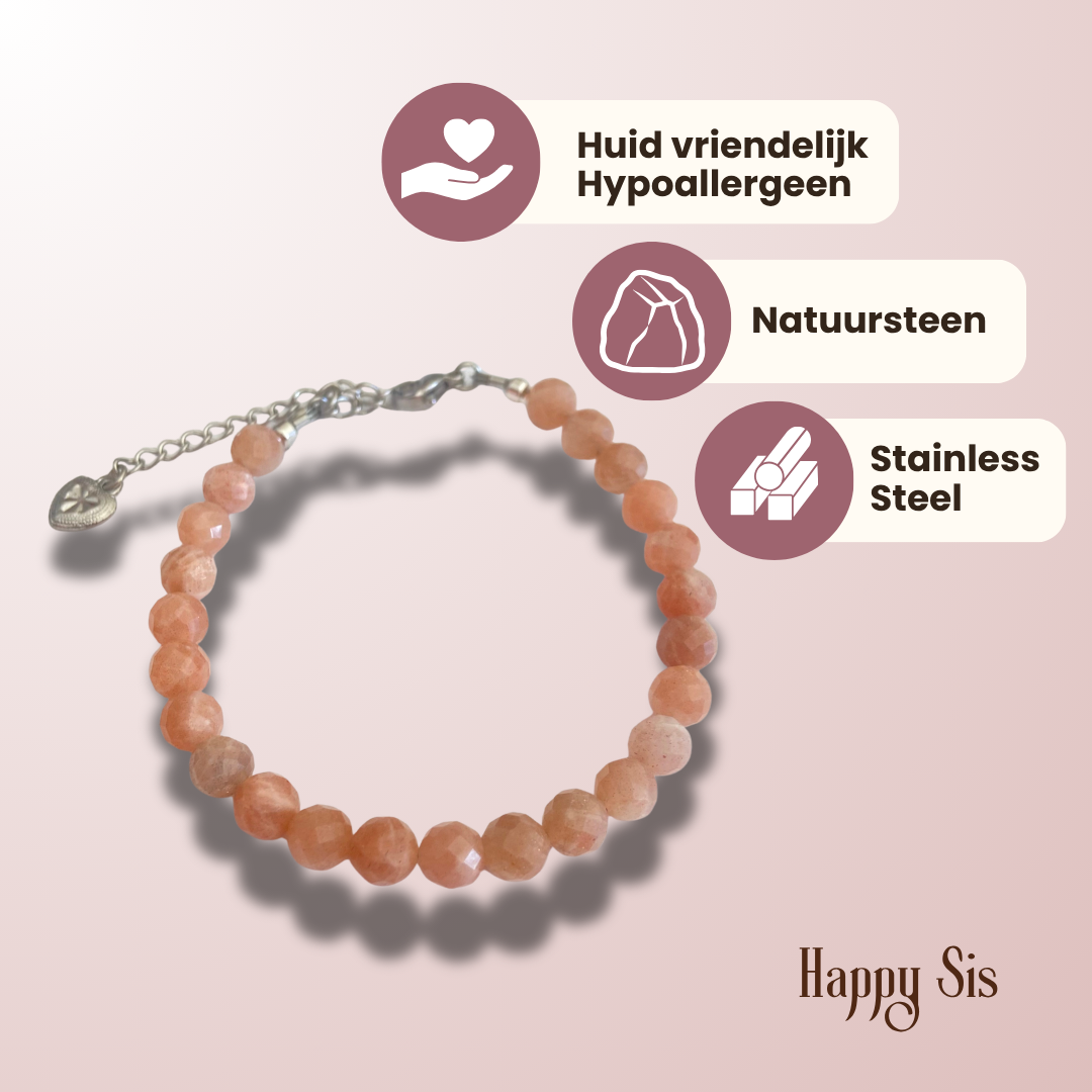 Perzik Maansteen – Soft Glow Luxe Facet Armband | Soft feminine glow