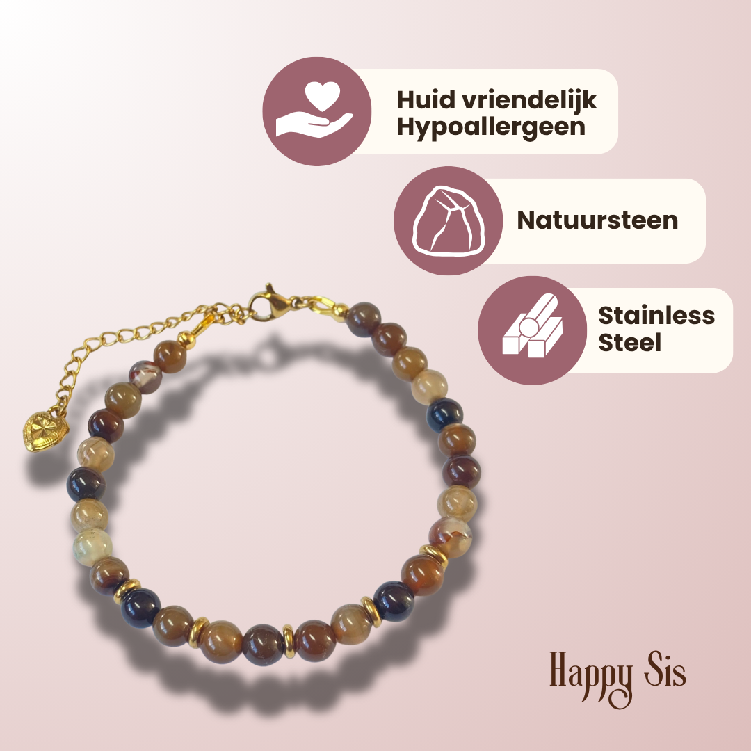 Bruine Agaat Armband | Warm earthy tones