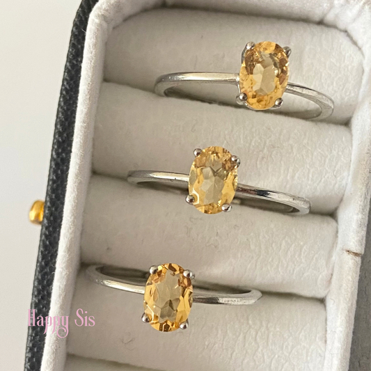 Citrien Facet Ring | Overvloed en Positieve Energie