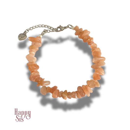 Perzik Maansteen Split – Soft Glow Armband | Vrouwelijkheid en Intuïtie