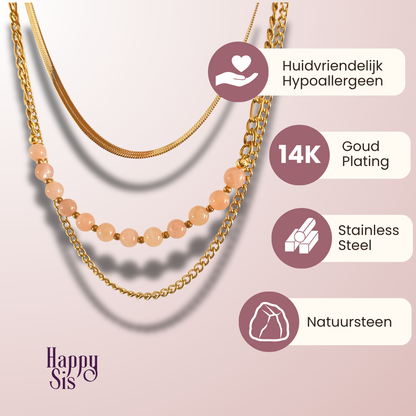 Perzik Maansteen – Soft Glow Layered kettingset | Soft feminine glow