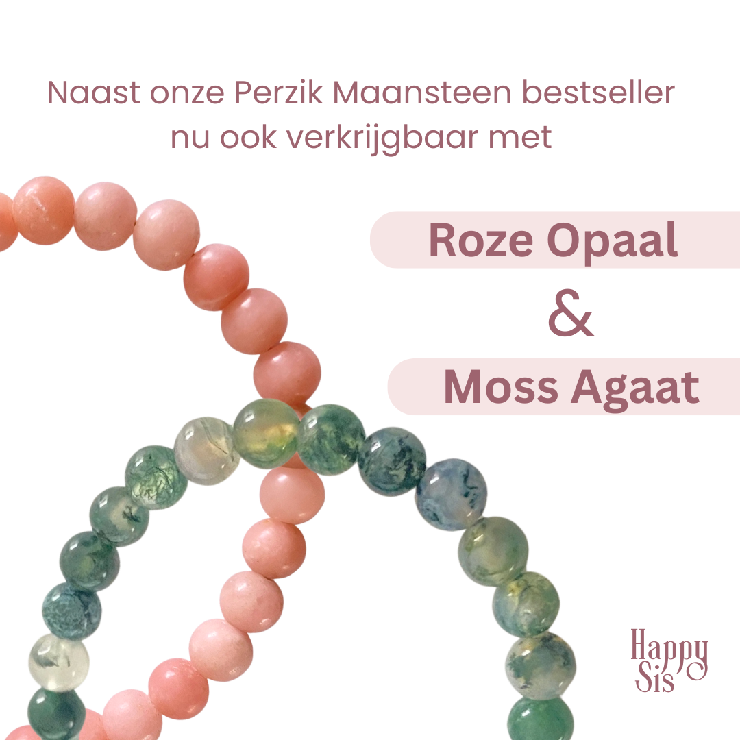 Peach Maansteen, Moss Agaat, Pink Opaal – Layered kettingset | Soft feminine glow