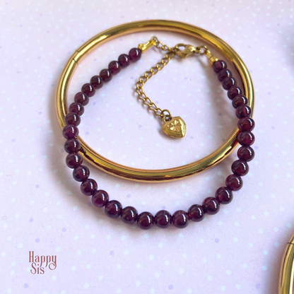 Granaat Armband set | Deep red elegance