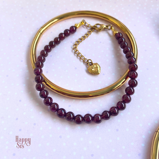 Granaat Armband set | Deep red elegance